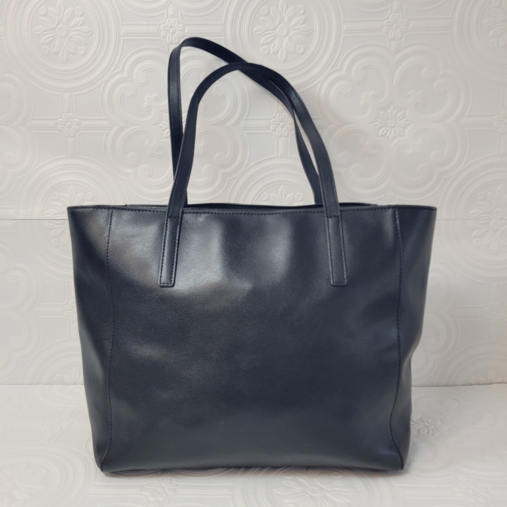 Michael Kors Black Leather Tote Bag Gold Lock Closure Shoulder Bag Rivington - Picture 8 of 16